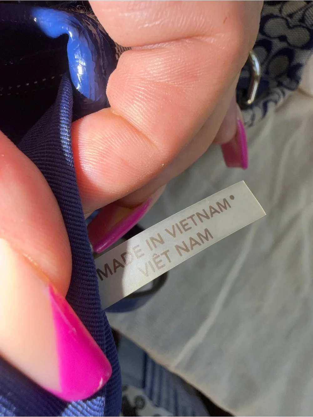 Coach Blue and White Signature Stripe Shoulder Bag